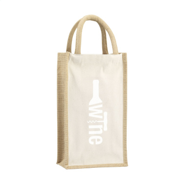 Logo trade promotional gifts image of: Jute Canvas Double Wine Bag