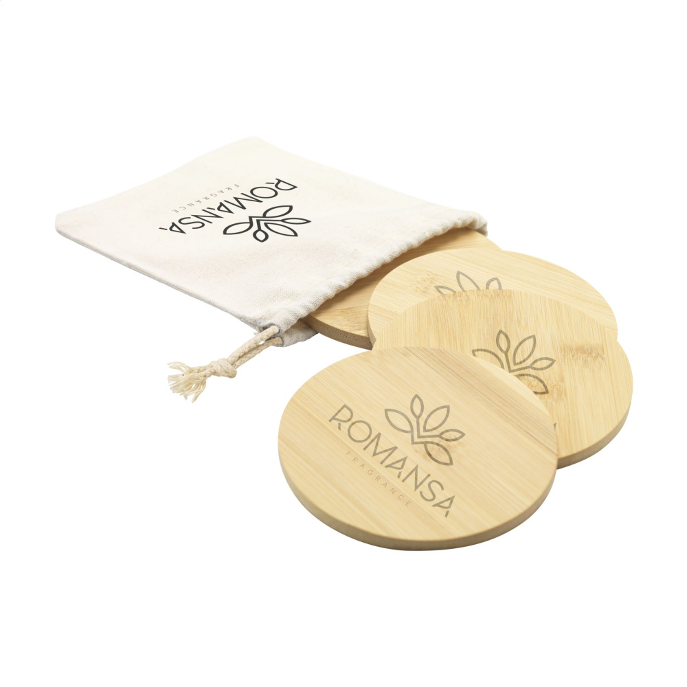 Logo trade promotional items picture of: Bamboo Coaster Set