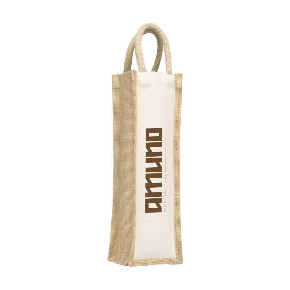 Logo trade promotional gifts image of: Jute Canvas Wine Bag