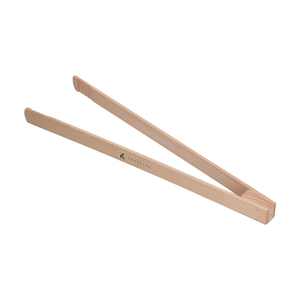 Logo trade promotional merchandise photo of: Pinza wooden BBQ tongs