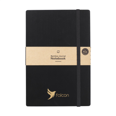 Logotrade promotional product picture of: Bamboo Journal Naked Spine Paper Notebook Black A5