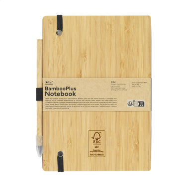 Logo trade business gifts image of: BambooPlus Paper Notebook A5 - Inkless Pen