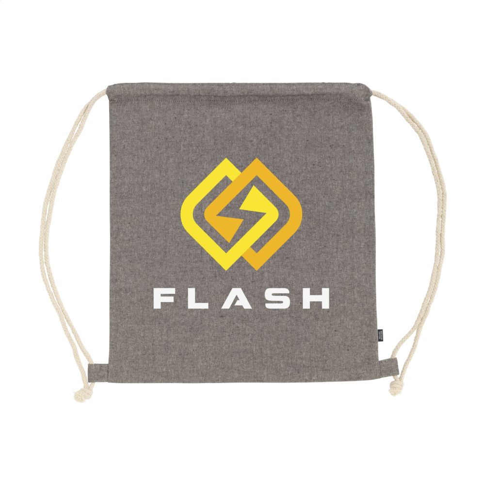 Logo trade promotional item photo of: GRS Recycled Cotton PromoBag (180 g/m²) backpack