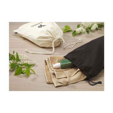 Logo trade promotional merchandise photo of: Gift Pouch Natural GRS Recycled Cotton (150 g/m²) L