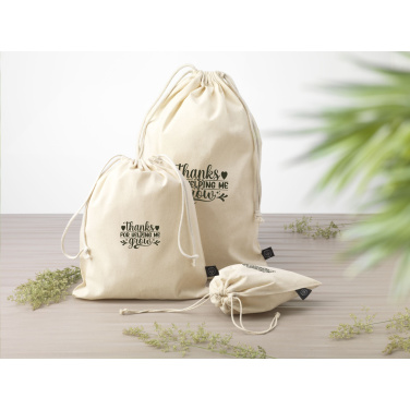 Logotrade business gift image of: Gift Pouch Natural GRS Recycled Cotton (150 g/m²) L