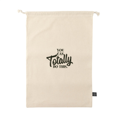 Logotrade promotional gift image of: Gift Pouch Natural GRS Recycled Cotton (150 g/m²) L