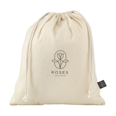 Logo trade business gifts image of: Gift Pouch Natural GRS Recycled Cotton (150 g/m²) M