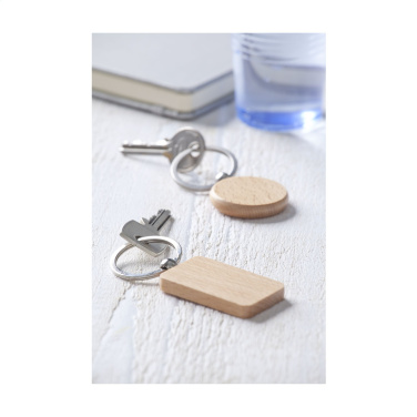 Logo trade promotional item photo of: WoodKey Circle keychain