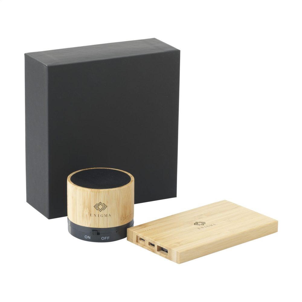 Logotrade promotional gift picture of: PowerBox Bamboo gift set