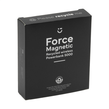 Logo trade promotional merchandise picture of: Force Magnetic RCS Recycled Wireless Powerbank 5000