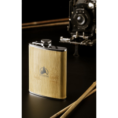 Logo trade promotional gift photo of: Hipflask Bamboo 200 ml drinking bottle