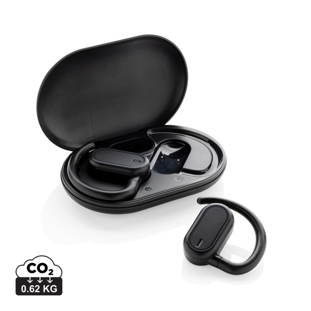 Logo trade corporate gifts image of: Fitsound RCS recycled plastic open ear TWS earbuds