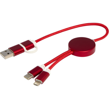 Logotrade promotional items photo of: Alasia 5-in-1 recycled aluminium and plastic 30 cm data sync and 27W fast charge cable