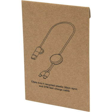 Logo trade promotional item photo of: Citala 5-in-1 recycled plastic 30 cm data sync and 27W fast charge cable