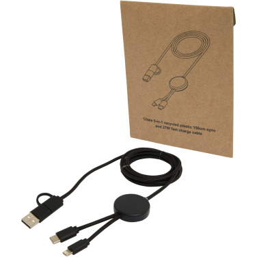 Logo trade promotional item photo of: Citala 5-in-1 recycled plastic 150 cm data sync and 27W fast charge cable