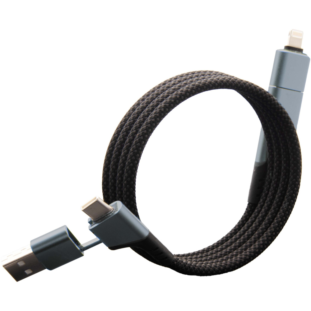 Logo trade promotional merchandise picture of: SCX.design C52 100W 4-in-1 rPET magnetic ultra fast charging cable 