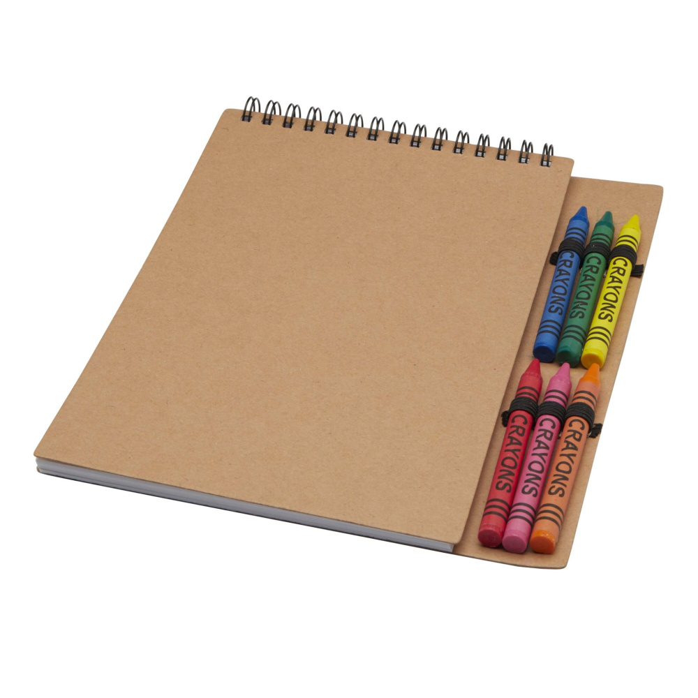 Logotrade promotional giveaway image of: Doodle A5 spiral soft cover notebook and crayon set