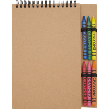 Logo trade promotional product photo of: Doodle A5 spiral soft cover notebook and crayon set