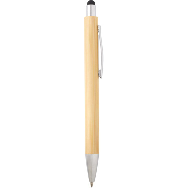 Logo trade promotional merchandise photo of: Oblys bamboo ballpoint pen and mechanical pencil set (black ink)