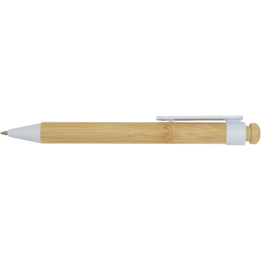 Logo trade promotional gifts picture of: Rattan bamboo and recycled plastic ballpoint pen (black ink)