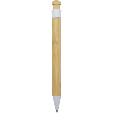 Logo trade promotional gifts picture of: Rattan bamboo and recycled plastic ballpoint pen (black ink)