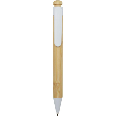 Logotrade corporate gifts photo of: Rattan bamboo and recycled plastic ballpoint pen (black ink)