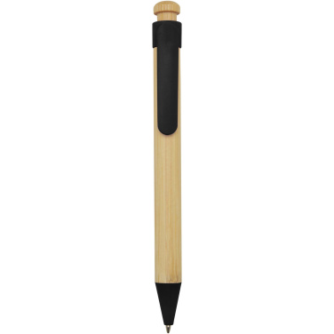 Logotrade promotional giveaways photo of: Rattan bamboo and recycled plastic ballpoint pen (black ink)