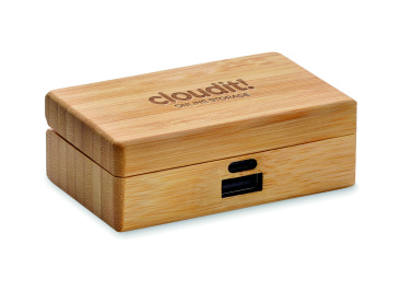 Logotrade promotional gift picture of: TWS earbuds in bamboo case