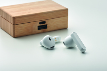 Logo trade promotional merchandise picture of: TWS earbuds in bamboo case