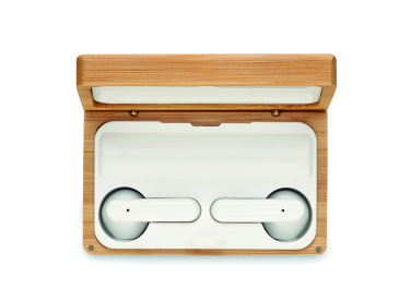 Logotrade business gift image of: TWS earbuds in bamboo case