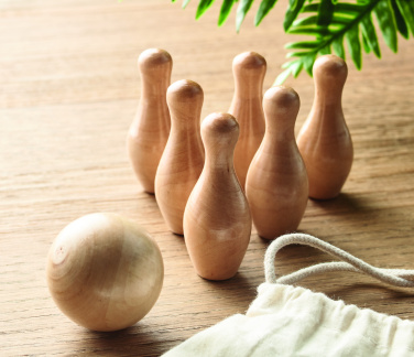 Logo trade promotional merchandise picture of: Mini pine wood bowling set