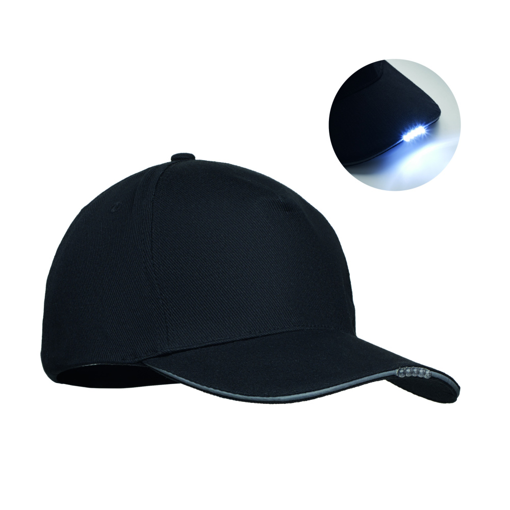 Logotrade promotional item image of: 5 panel LED cotton cap 220gr/m²