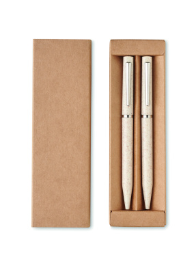 Logotrade business gift image of: Wheat straw/ABS twist pen set