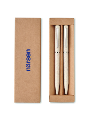 Logo trade promotional giveaways picture of: Wheat straw/ABS twist pen set