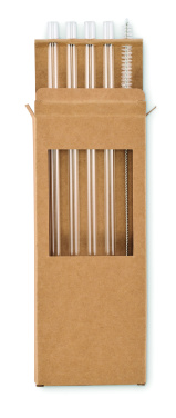 Logo trade corporate gift photo of: 4 reusable glass straws