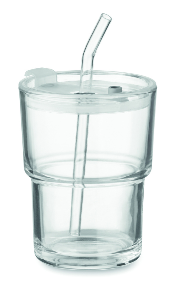 Logo trade promotional items picture of: Glass tumbler with straw 400ml