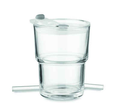 Logo trade promotional item photo of: Glass tumbler with straw 400ml