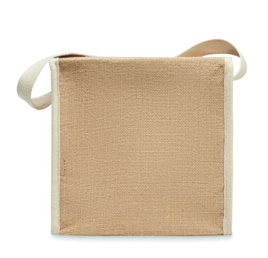 Logo trade promotional giveaways image of: Jute and canvas cooler bag 3L