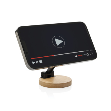 Logo trade promotional products picture of: Magmount RCS recycled plastic and bamboo phone stand