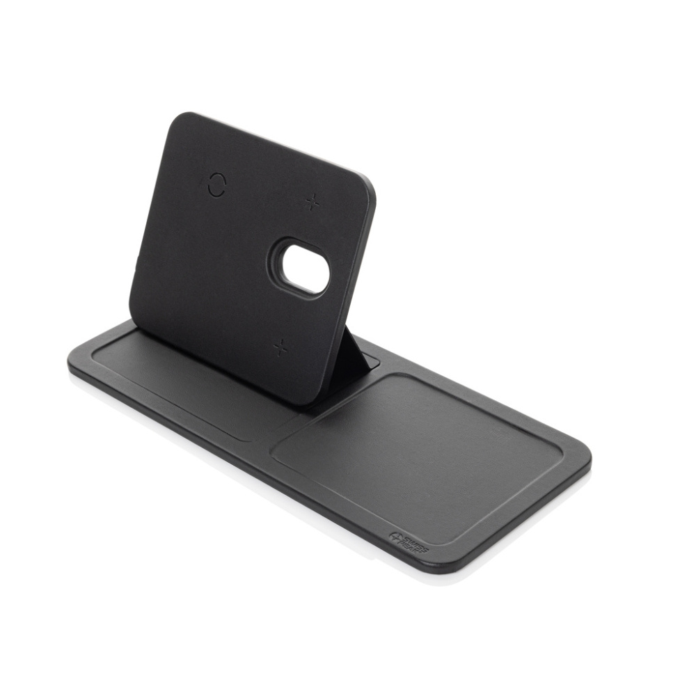 Logo trade promotional giveaways image of: Swiss Peak 3 in 1 RCS recycled PU wireless charger desk tray