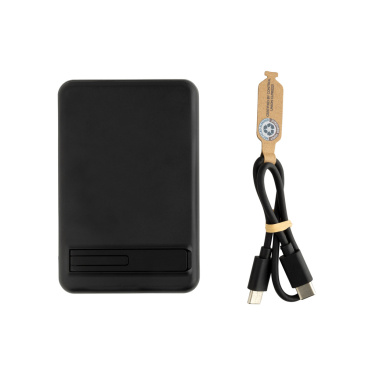 Logo trade promotional merchandise picture of: Zen RCS rplastic 5000 mah 5W magnetic bamboo powerbank