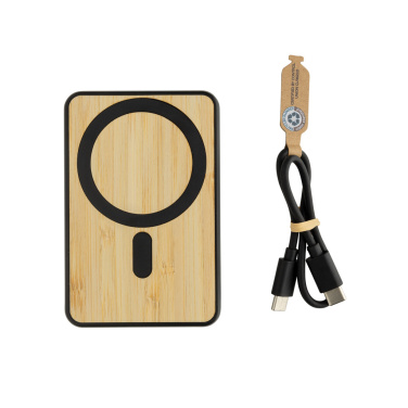 Logo trade promotional gift photo of: Zen RCS rplastic 5000 mah 5W magnetic bamboo powerbank