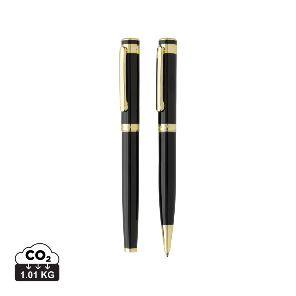 Logo trade corporate gift photo of: Swiss Peak Luca RCS recycled brass deluxe pen set