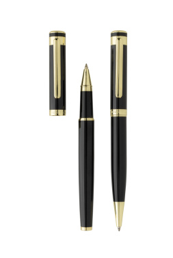 Logo trade corporate gifts image of: Swiss Peak Luca RCS recycled brass deluxe pen set