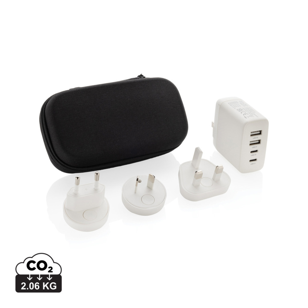 Logo trade promotional gifts picture of: TravelCharge Pro RCS rplastic travel charger with USB C