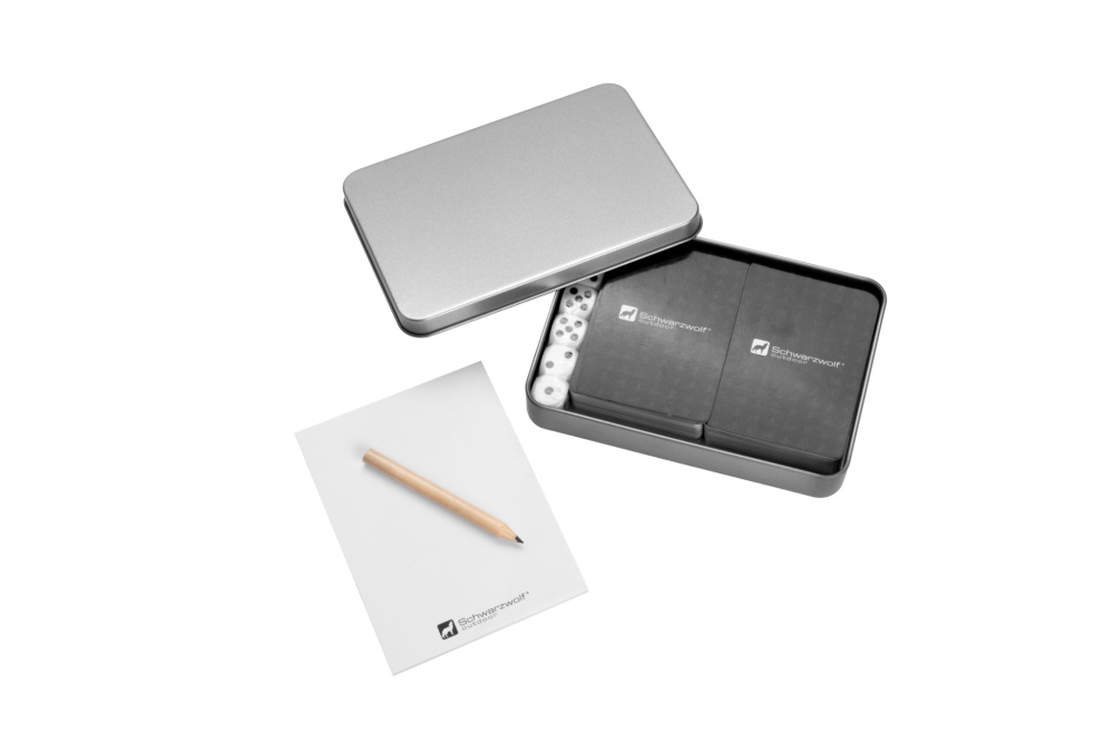 Logo trade promotional items image of: Set of playing cards and dice MURRAY Schwarzwolf
