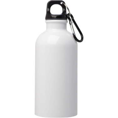Logo trade promotional merchandise image of: Oregon 400 ml RCS certified single wall stainless steel water bottle with carabiner