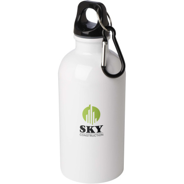Logo trade promotional merchandise photo of: Oregon 400 ml RCS certified single wall stainless steel water bottle with carabiner