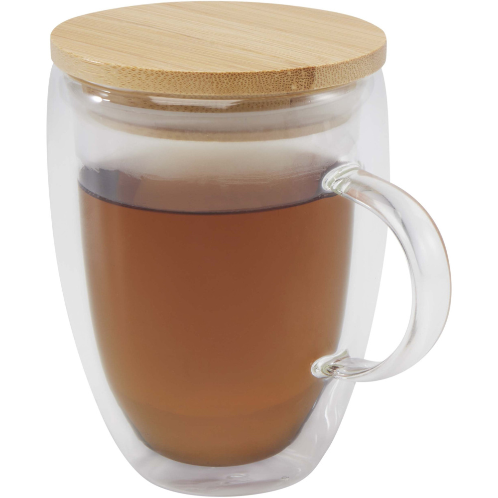 Logo trade promotional products image of: Leona 350 ml glass cup with bamboo lid