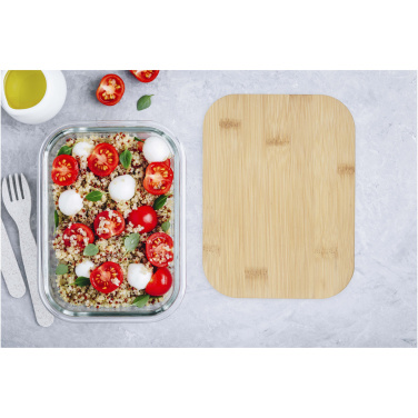 Logo trade promotional products image of: Roby glass lunch box with bamboo lid